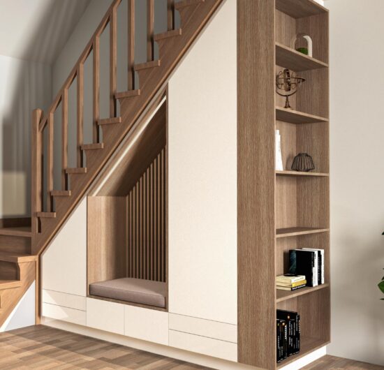 Aménagement sous escalier _ Banquette _ Visuel 3D